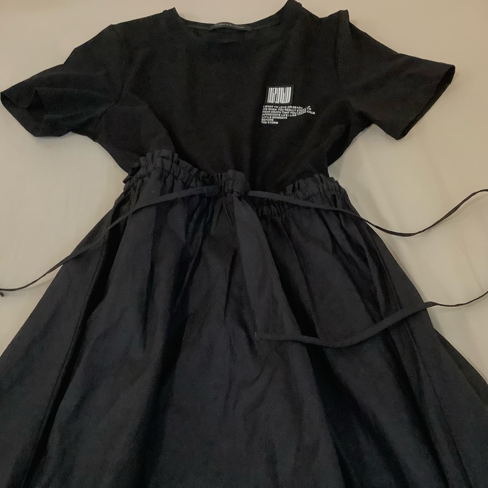 S.Deer Mock Two-Piece A-Line Maxi Dress / tee + skirt